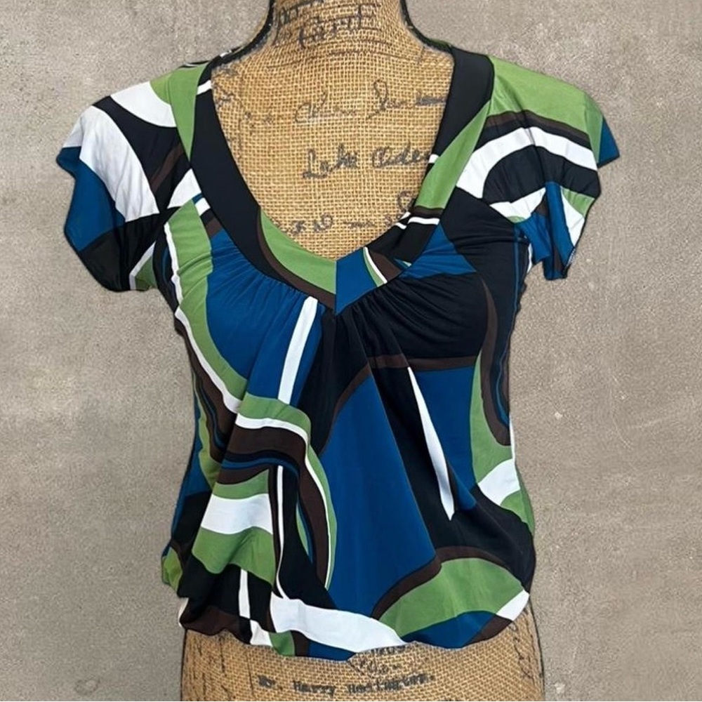 Julie's Closet Blue and Green V-Neck Top
